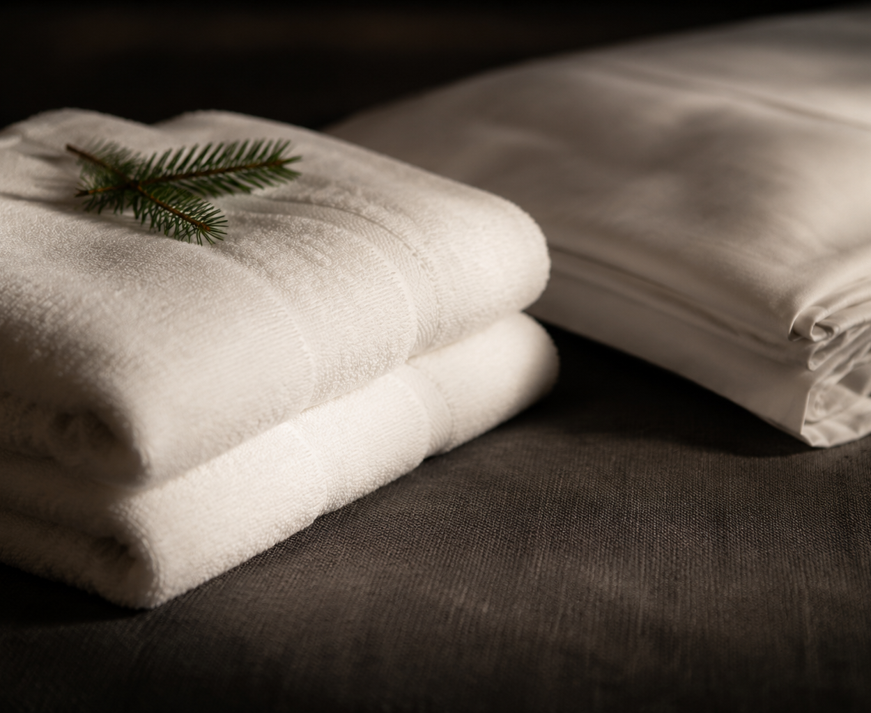 Fresh linen and towels prepared for guests