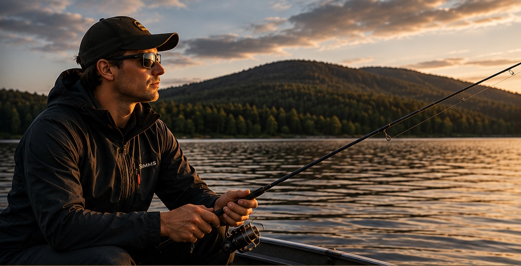 Fishing on Lake Syväri at sunset